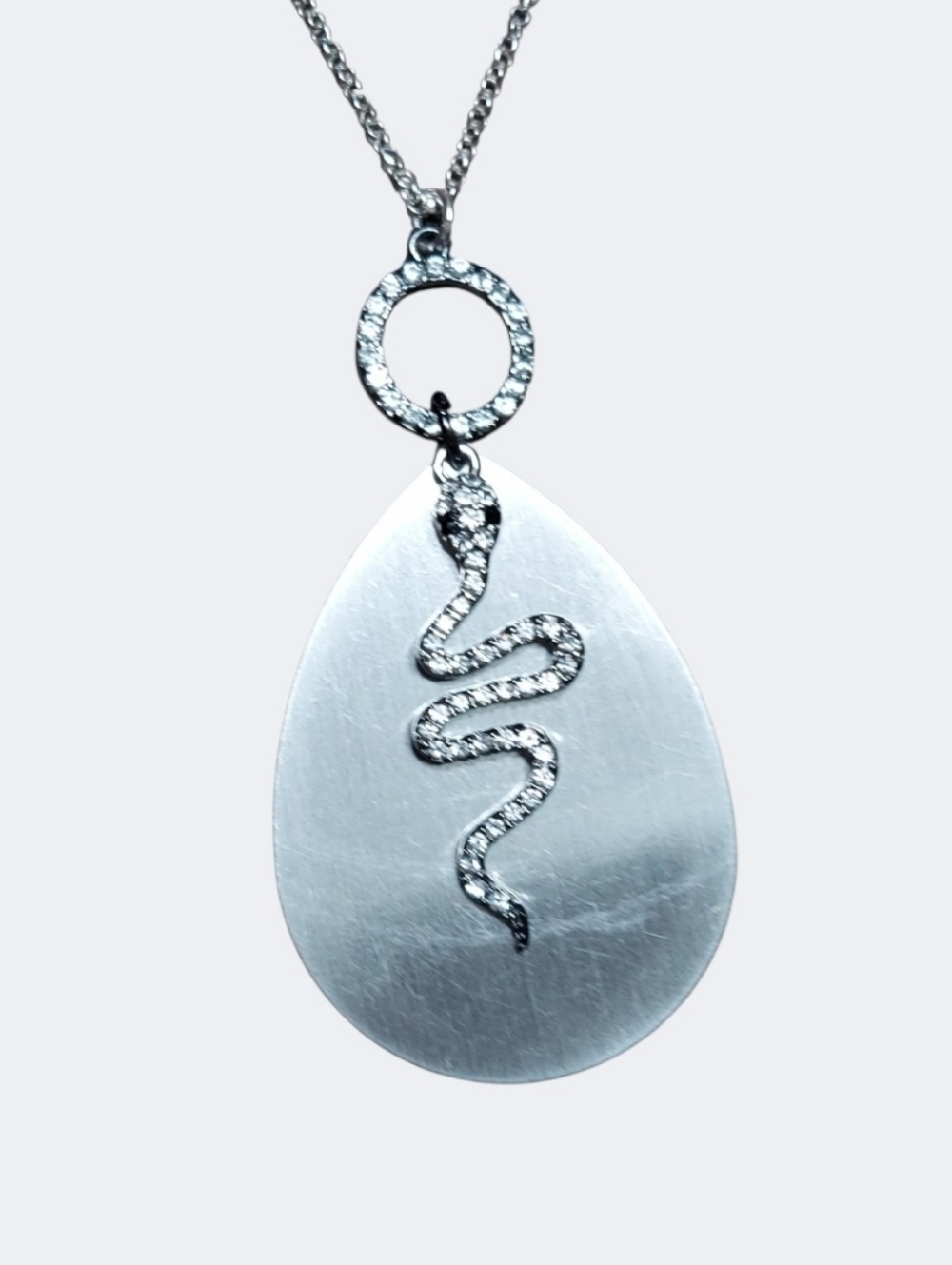 NWT Nadine West Silver Teardrop Snake Pendant Necklace - Women's Jewelry 34"